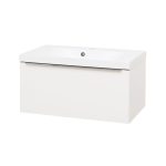 Mereo Mailo, kúpeľňová skrinka s umývadlom z liateho mramoru 81cm, biela, CN516M